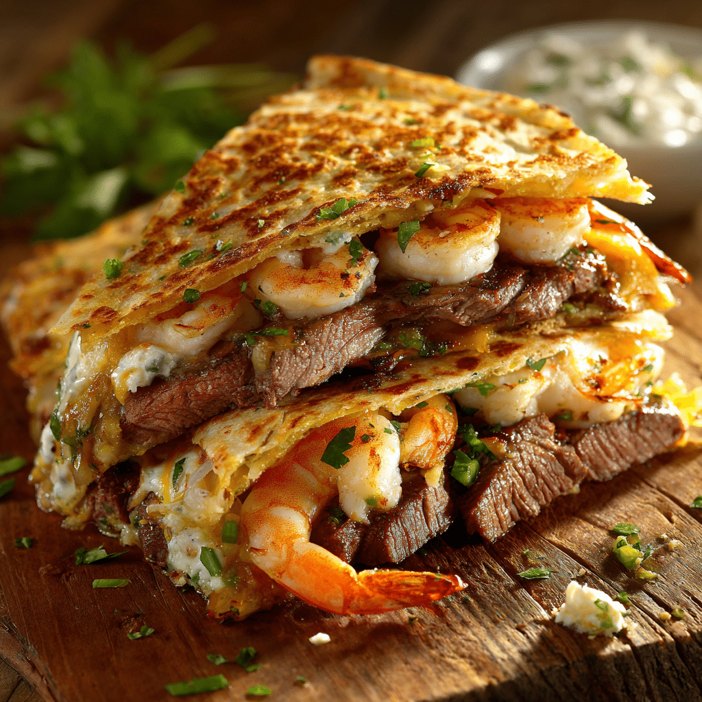 Creole Steak and Shrimp Quesadillas