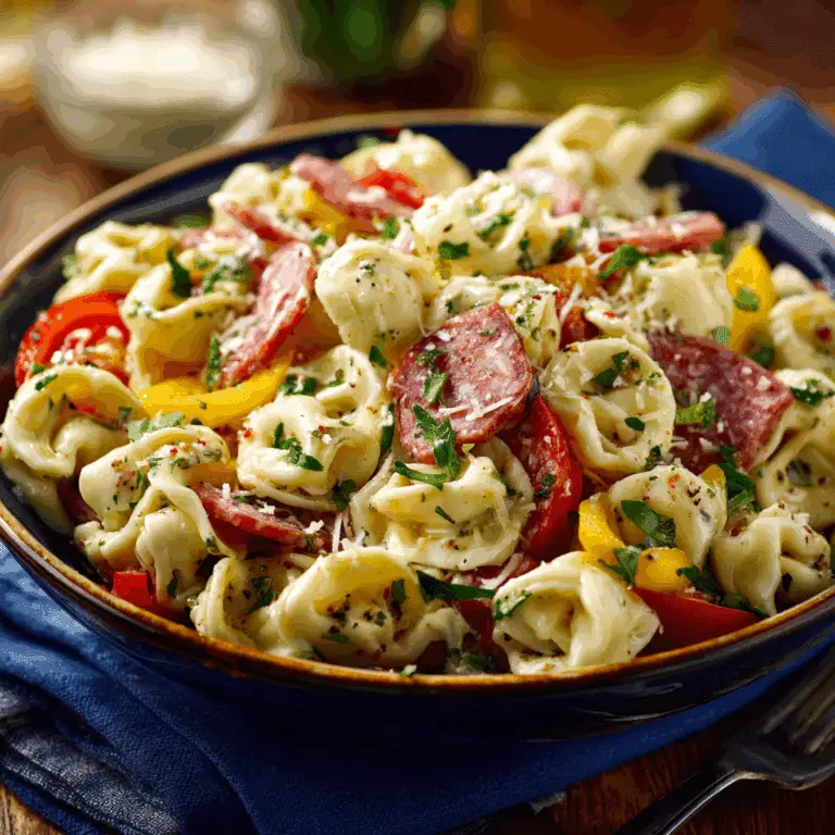 Italian Tortellini Pasta Salad with Salami and Mozzarella
