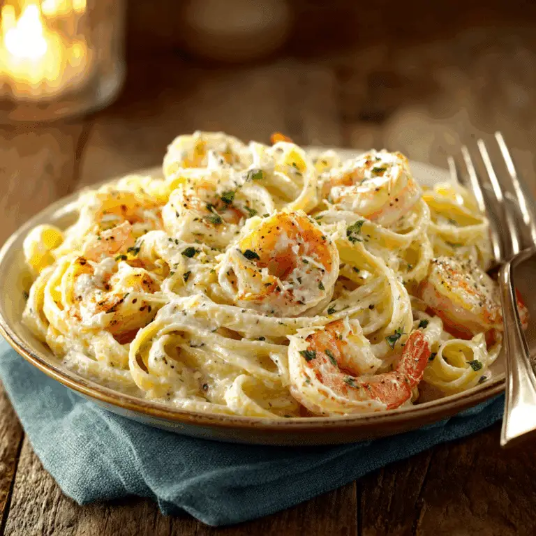 Creamy Shrimp Fettuccine Pasta with Homemade Alfredo Sauce