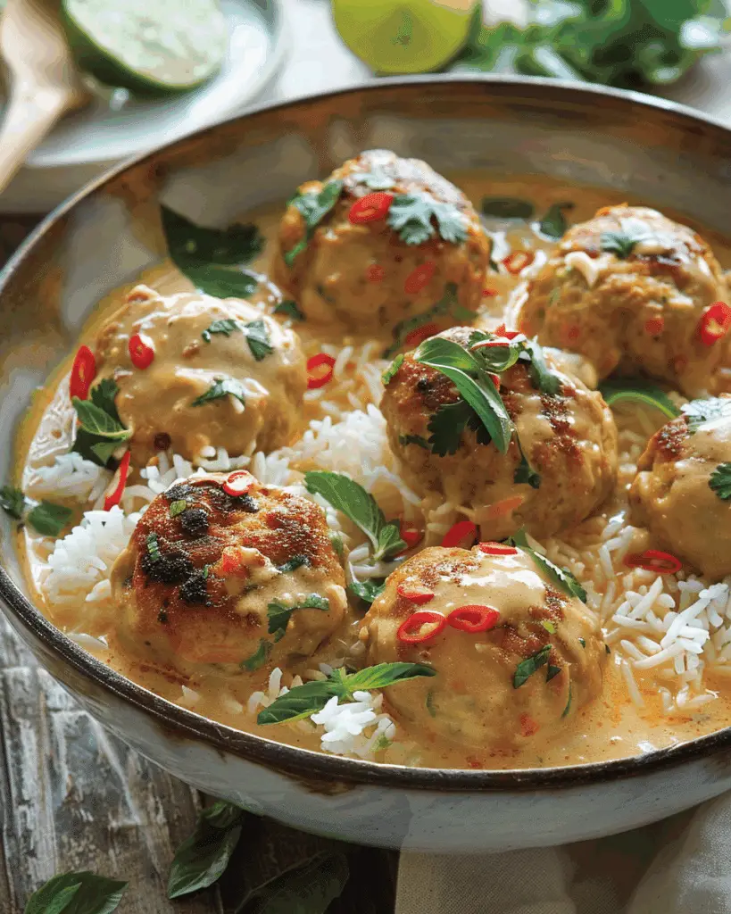 Thai Chicken Meatballs in Coconut Curry