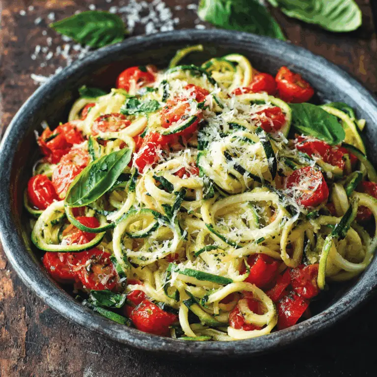 Zucchini Noodles with Tomato, Basil and Parmesan