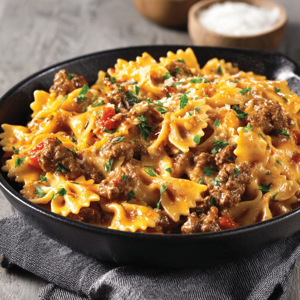 One-Pan Cheesy Beef & Bowtie Pasta