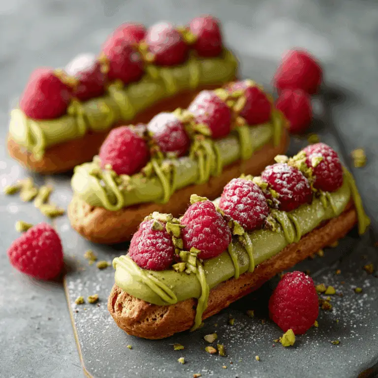 Pistachio Raspberry Mini Eclairs