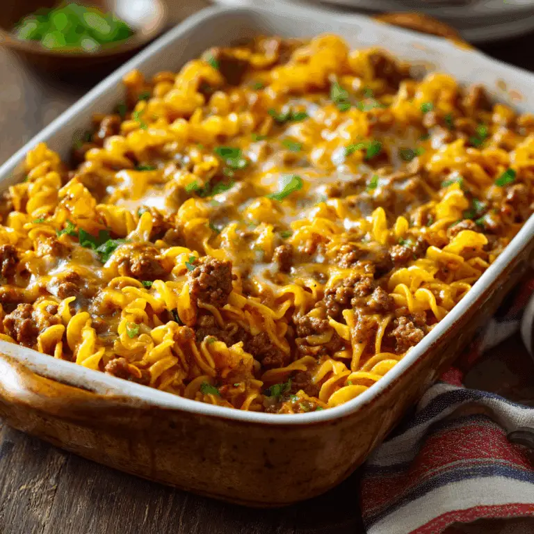 Hearty Amish Country Casserole with Ground Beef and Noodles