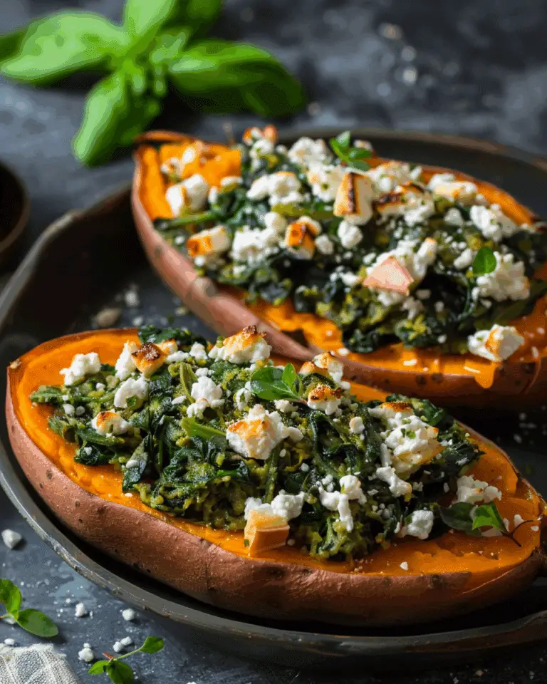 Spinach and Feta Stuffed Sweet Potatoes