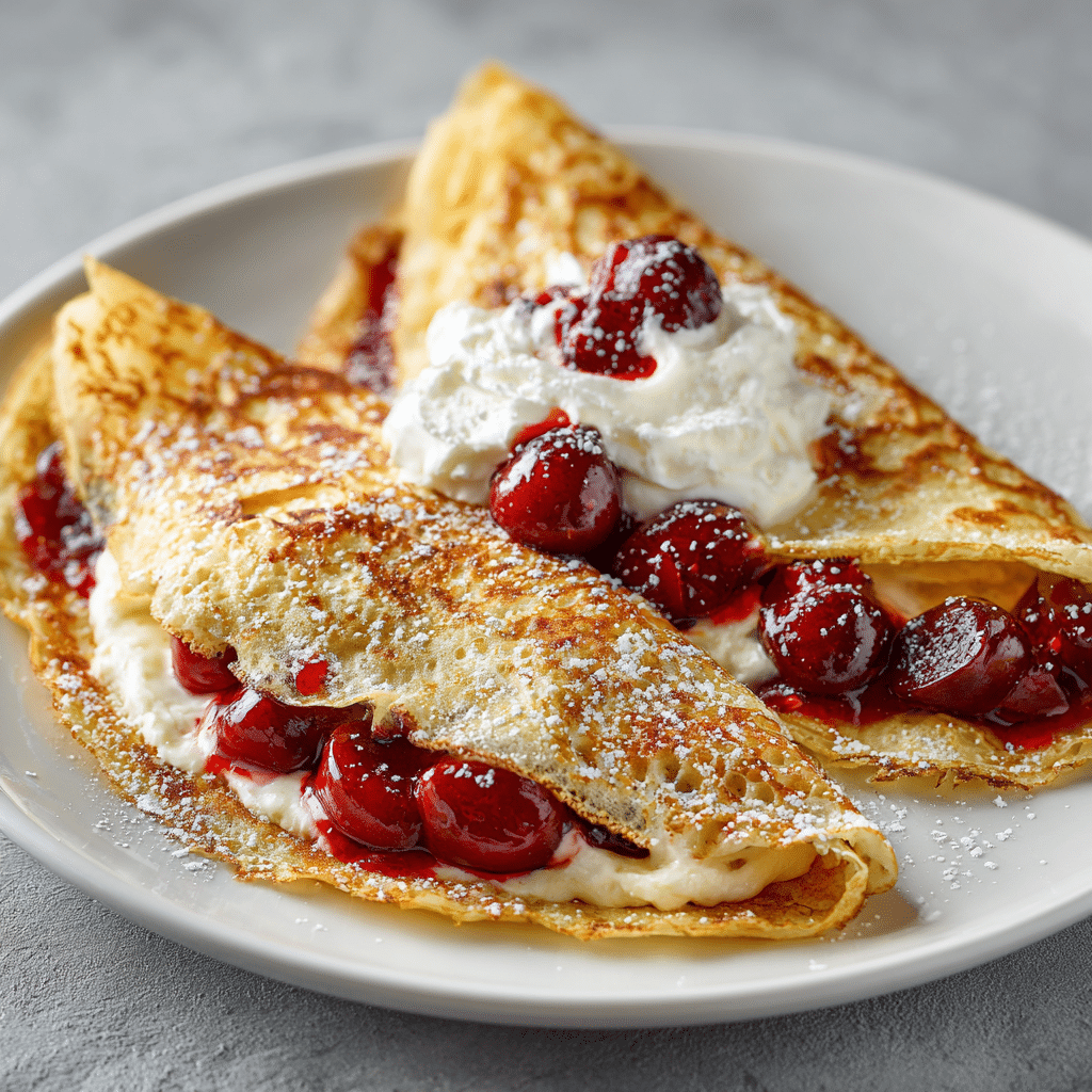 Cherry and Cream Cheese Crepes