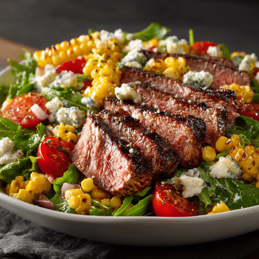 Balsamic Steak Gorgonzola Salad with Grilled Corn
