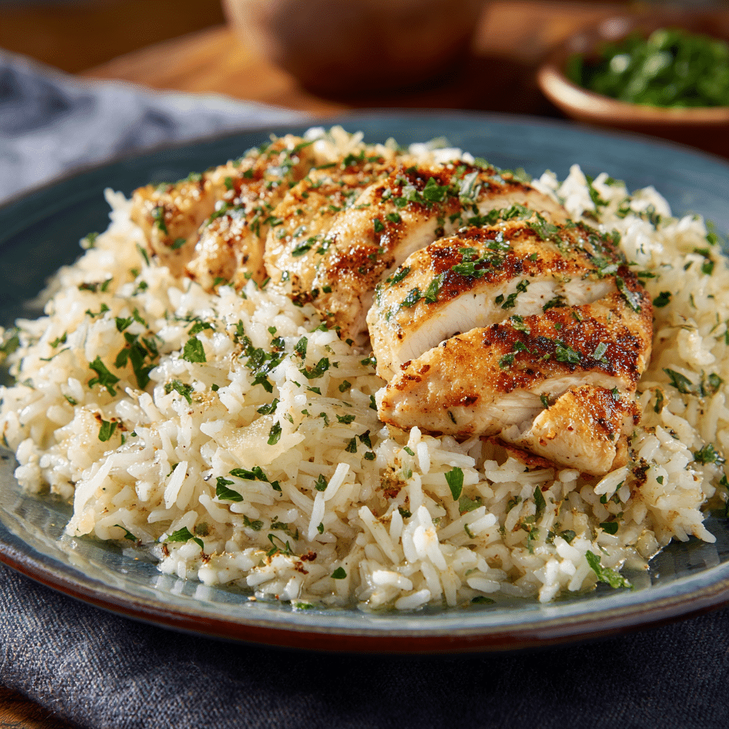 Chicken Scampi with Creamy Garlic Parmesan Rice