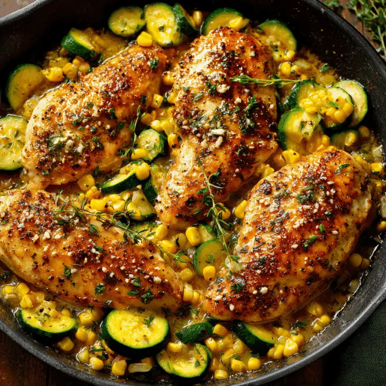 Garlic Butter Chicken with Zucchini and Corn – One-Pan, 30-Minute Meal