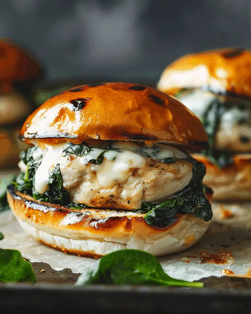 White Cheddar Spinach Chicken Burgers