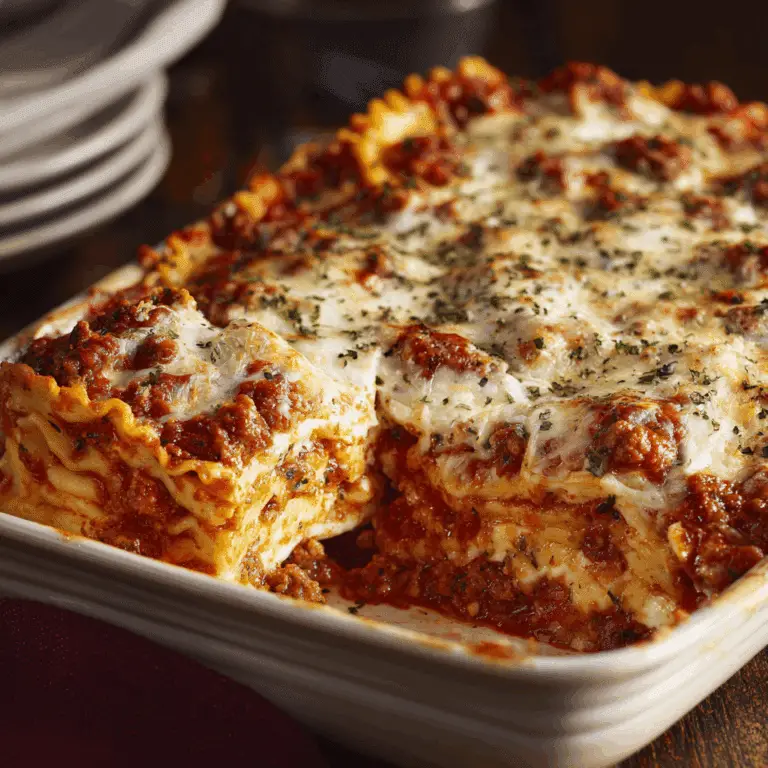 Ravioli Casserole with Layers of Cheese and Meat Sauce