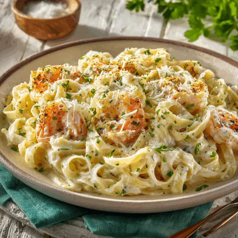 Creamy Shrimp Fettuccine Pasta with Homemade Alfredo Sauce