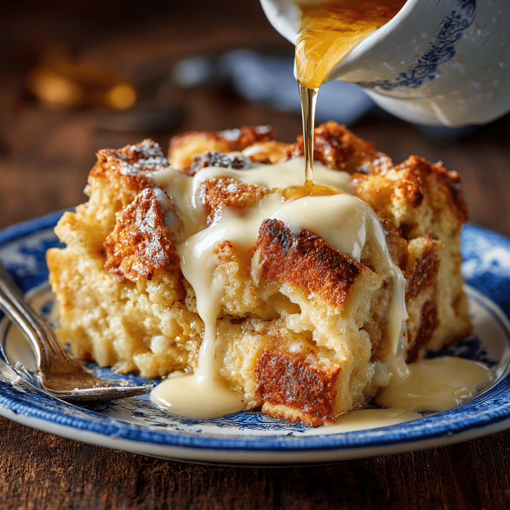 Grandma’s Old-Fashioned Bread Pudding with Vanilla Sauce