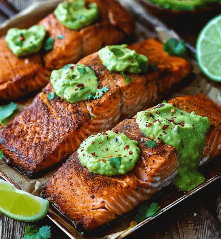 Baked Cajun Salmon with Creamy Avocado Lime Sauce
