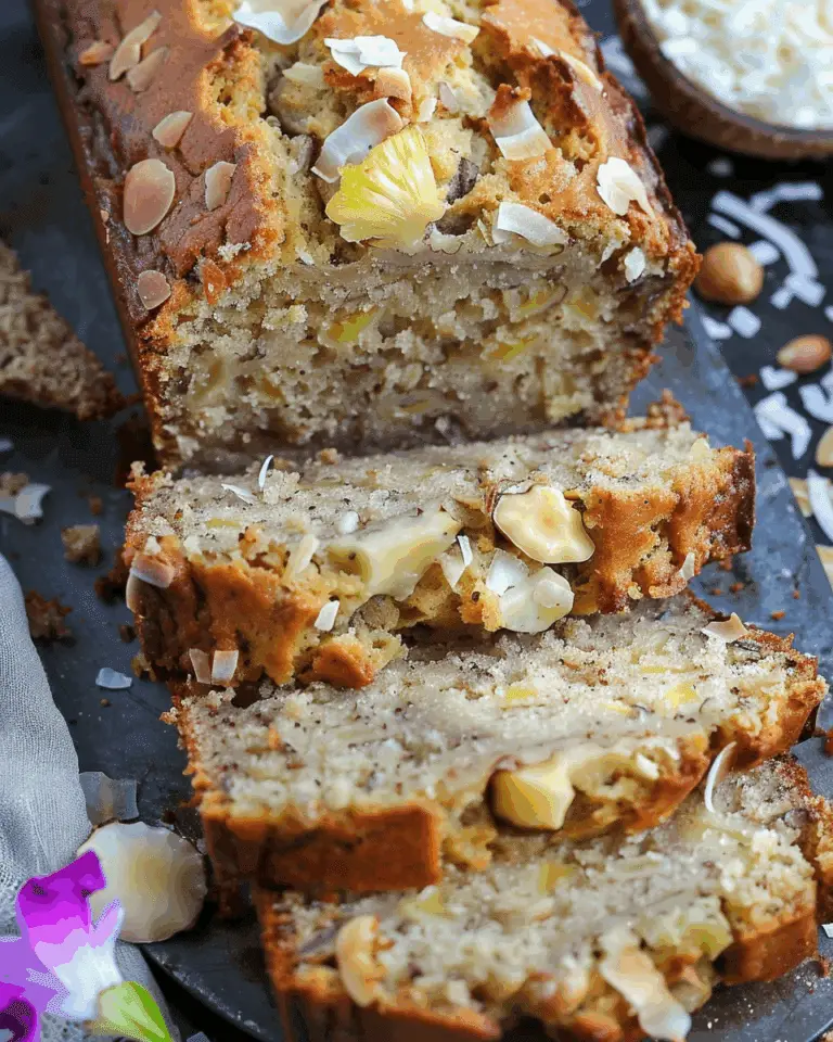 Hawaiian Banana Bread with Pineapple, Coconut & Macadamia Nuts