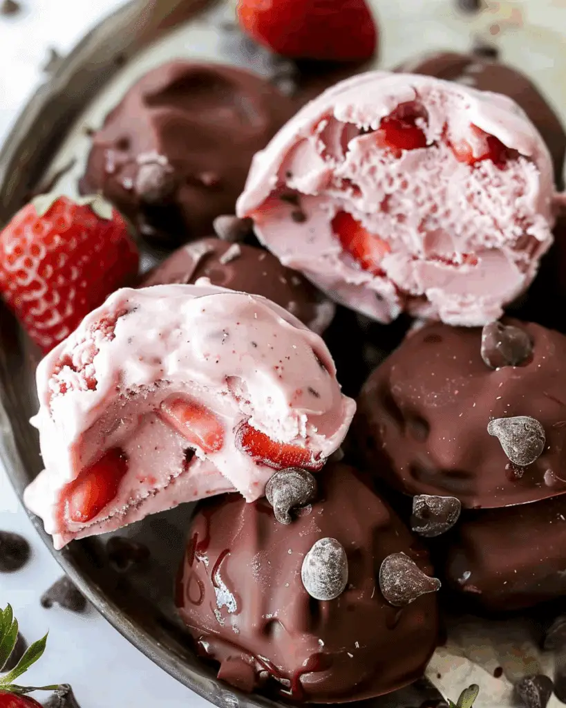 Chocolate Strawberry Frozen Yogurt Bites