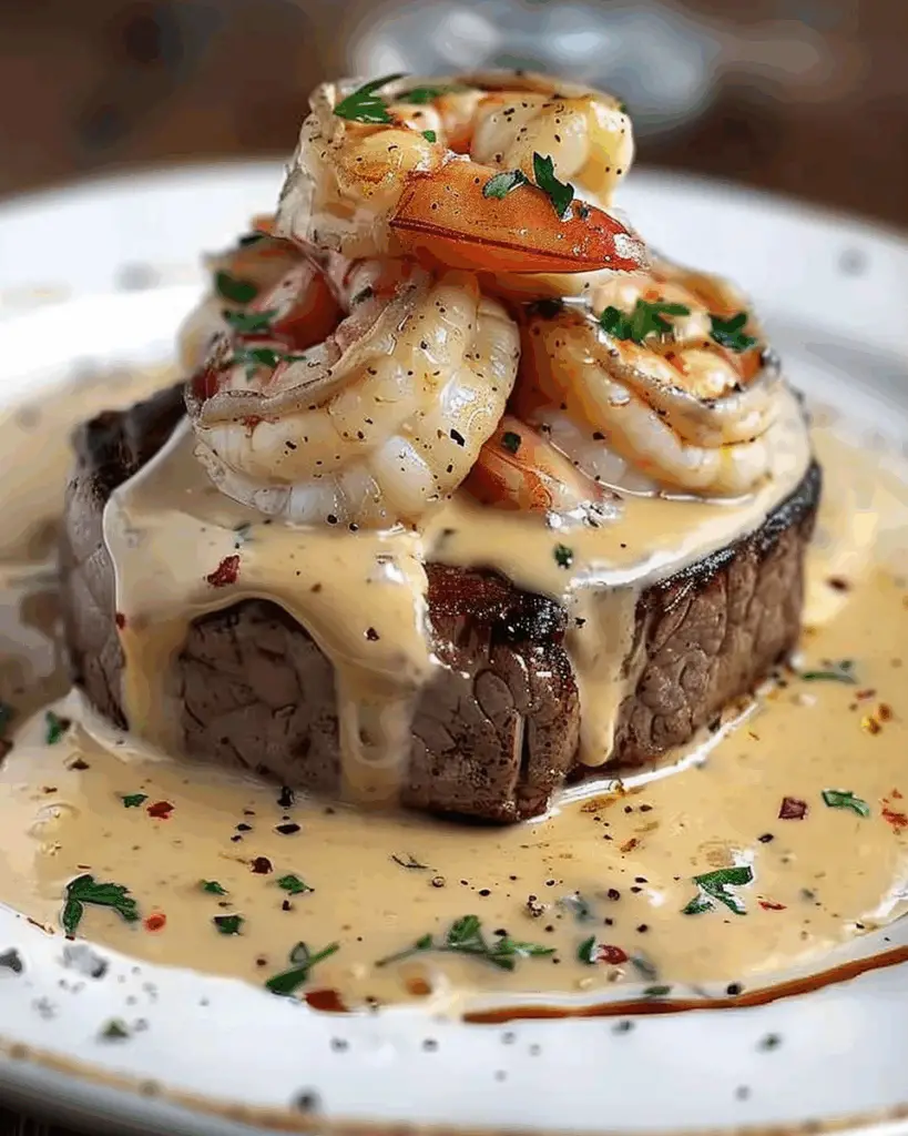 Filet Mignon with Shrimp and Lobster Cream Sauce