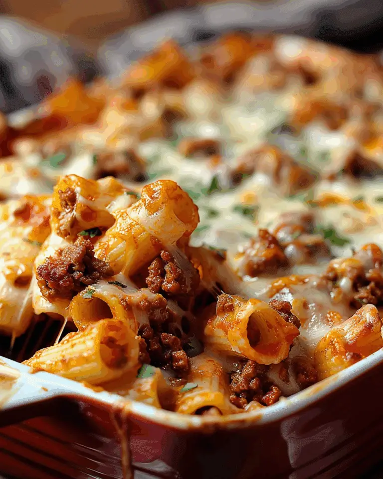 Cheesy Baked Rigatoni with Ground Beef