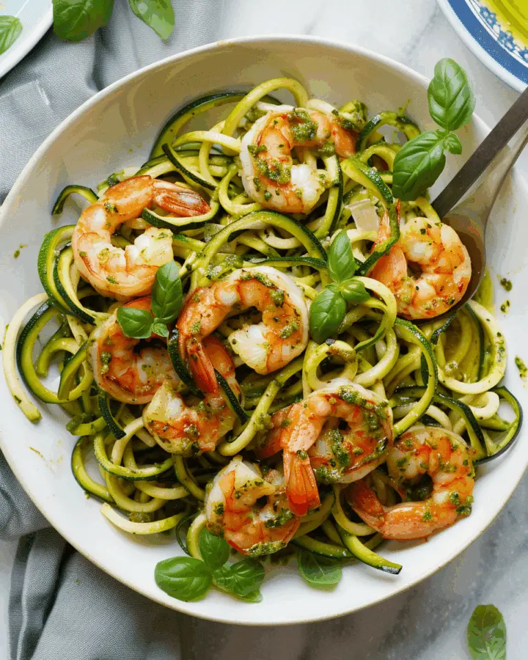 Zucchini Noodles with Pesto and Shrimp (25-Minutes)