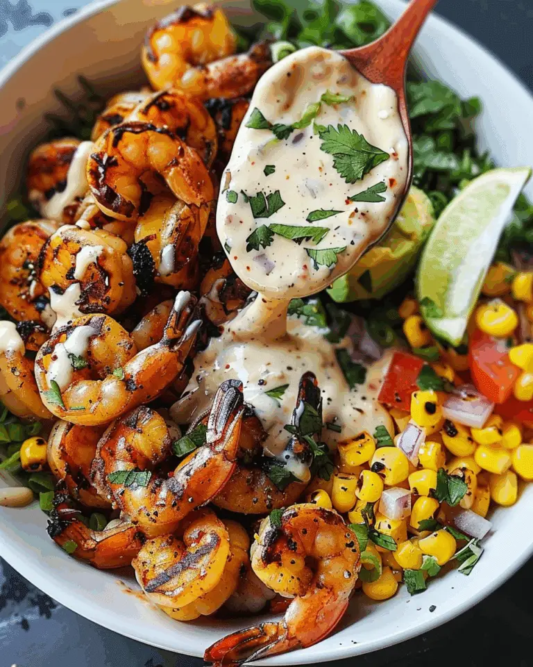 Grilled Shrimp Bowl with Corn Salsa & Creamy Sauce