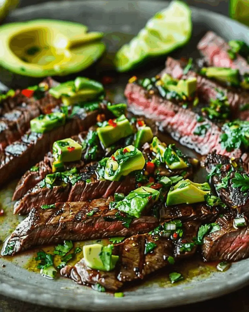 Skirt Steak with Avocado Chimichurri
