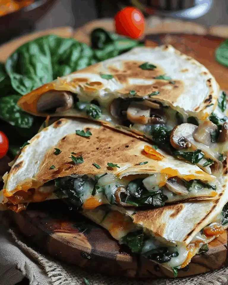 Baked Spinach Mushroom Quesadillas