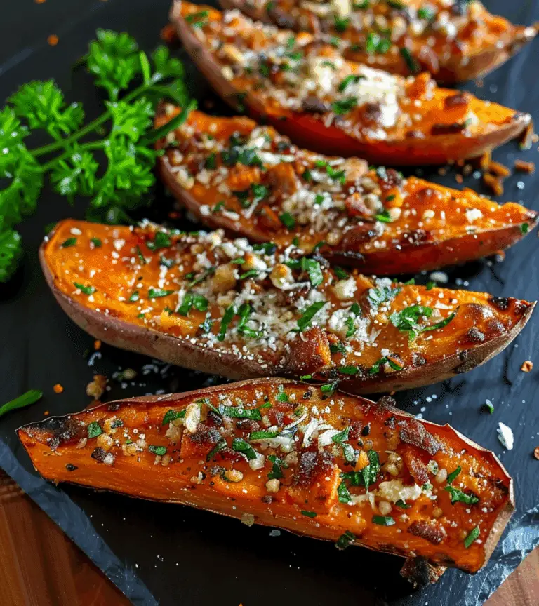 Garlic Parmesan Sweet Potato Wedges
