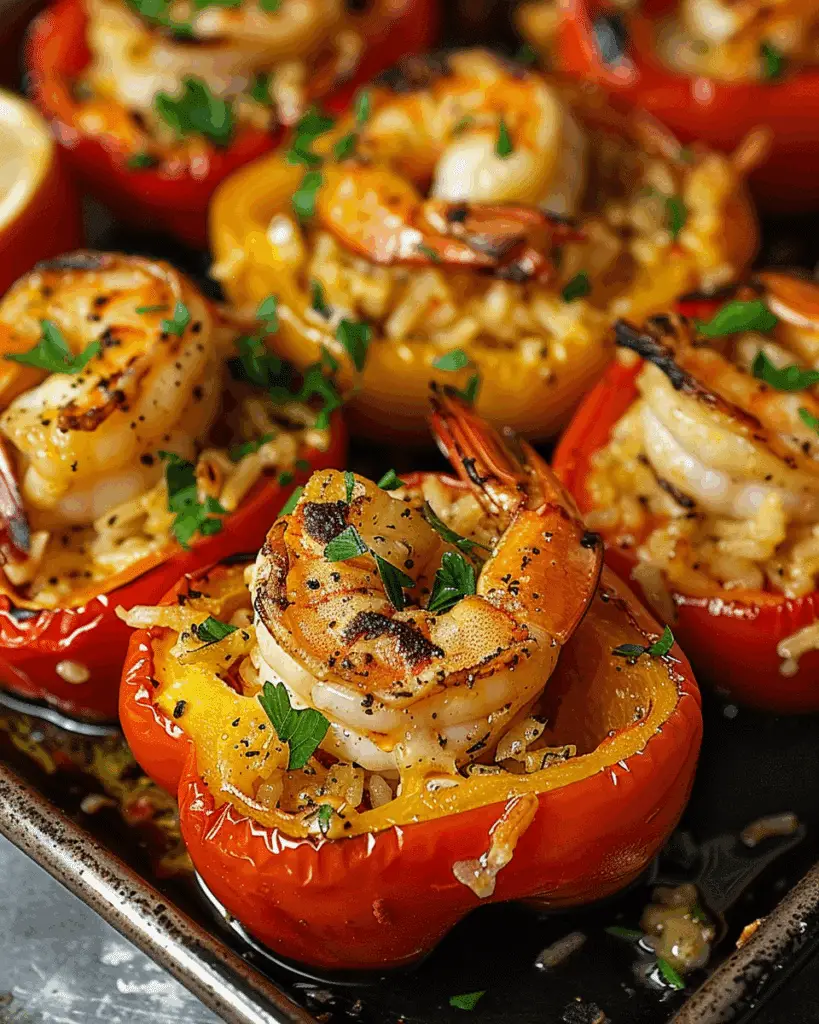 Garlic Butter Shrimp Stuffed Peppers
