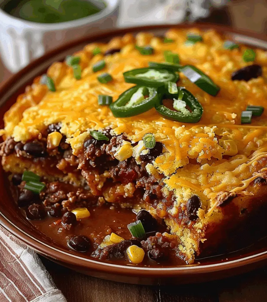 Loaded Chili Cheese Cornbread Bake