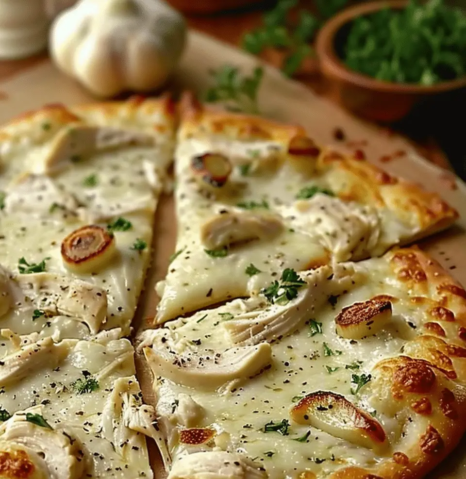 Roasted Garlic White Chicken Pizza