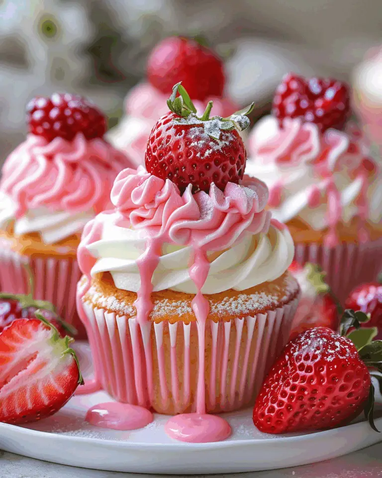 Strawberry Shortcake Drip Cupcakes