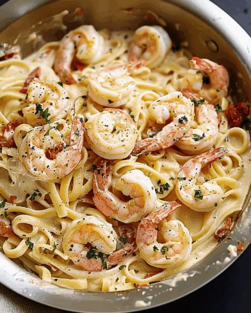 Creamy Mozzarella Shrimp Pasta with Sun-Dried Tomatoes