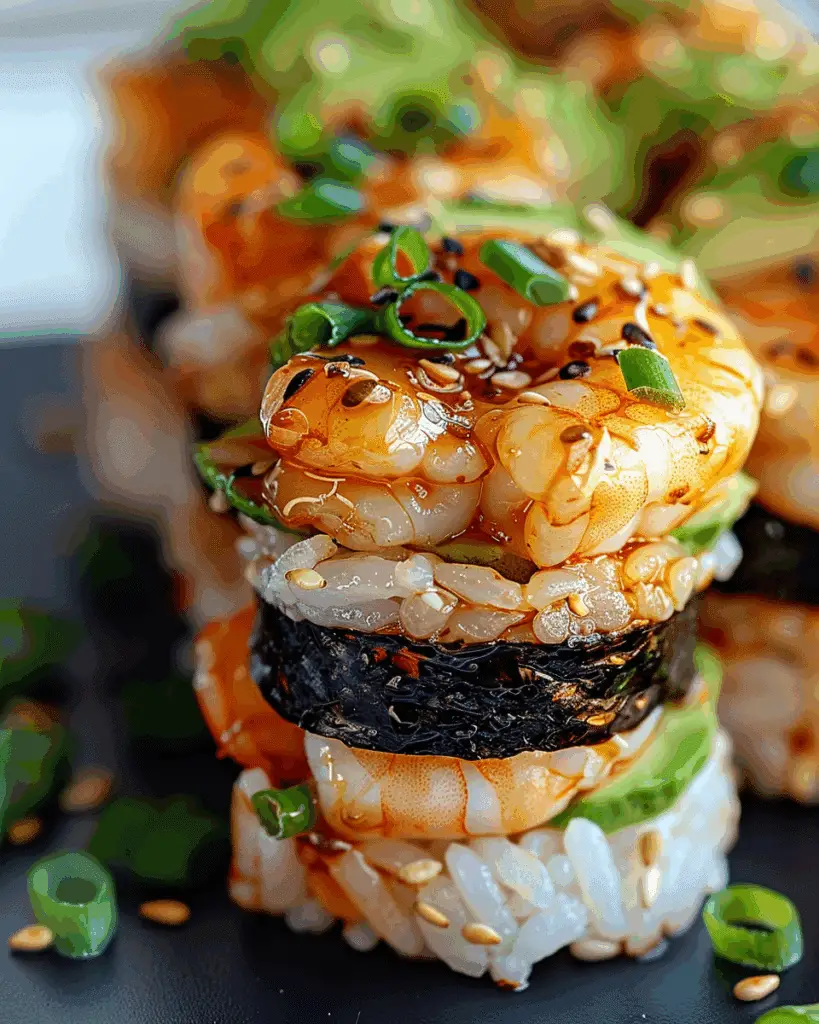 Spicy Shrimp Sushi Stacks