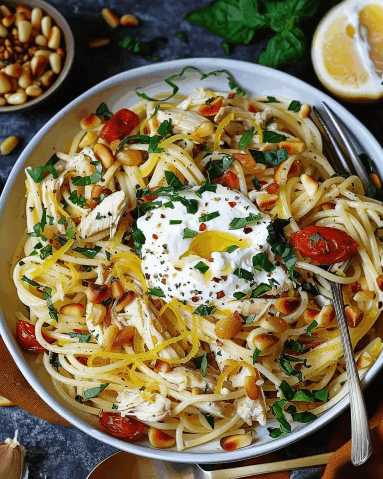 Chicken Spaghetti with Burrata and Lemon Butter Garlic Sauce