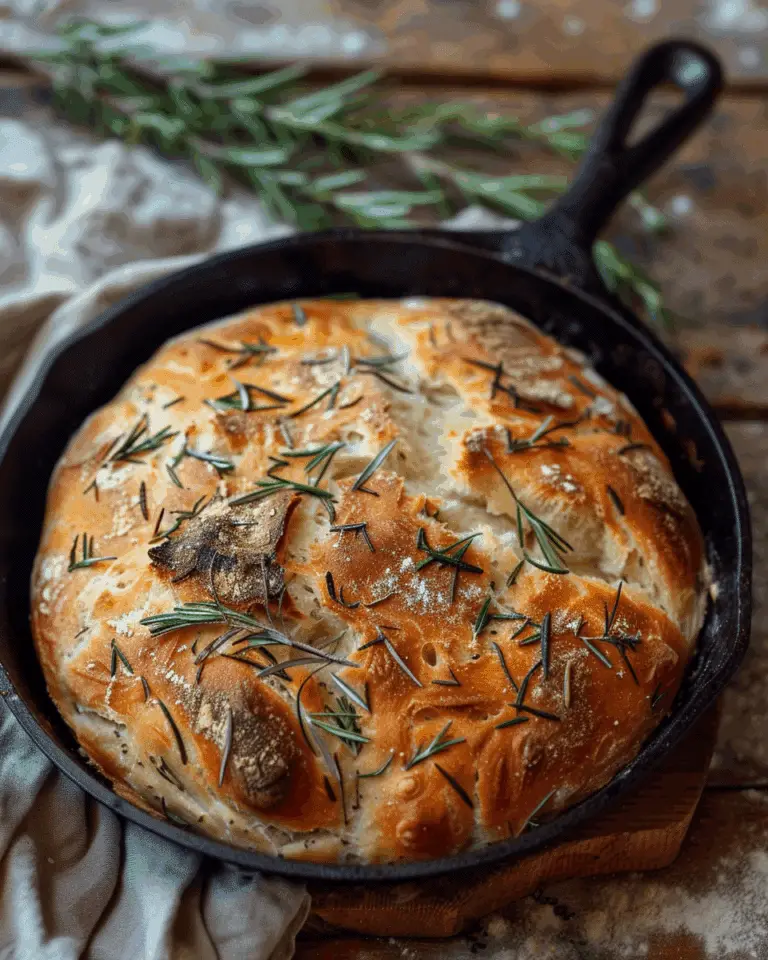 Rustic Garlic Rosemary Skillet Bread