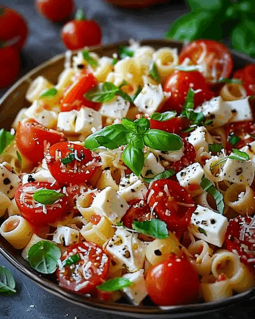 Fresh Caprese Pasta Salad with Homemade Vinaigrette
