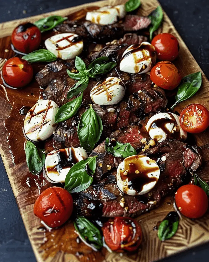 Grilled Flank Steak with Balsamic Caprese Twist