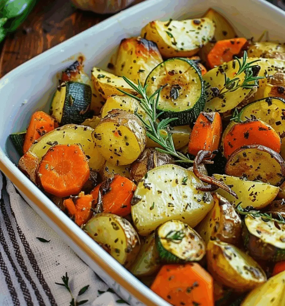 Garlic Herb Roasted Potatoes, Carrots, and Zucchini