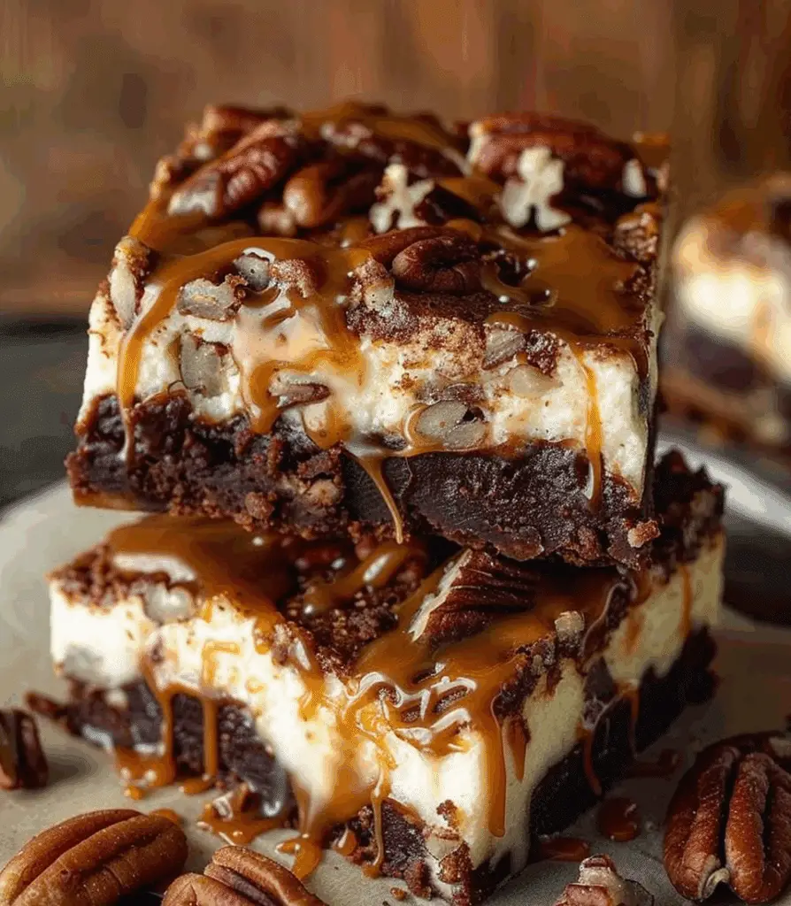 Milky Way Caramel Pecan Cheesecake Brownies