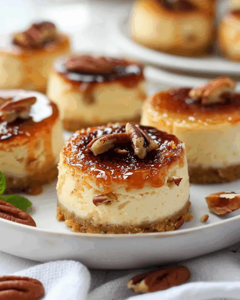Mini Crème Brûlée Caramel Pecan Cheesecakes