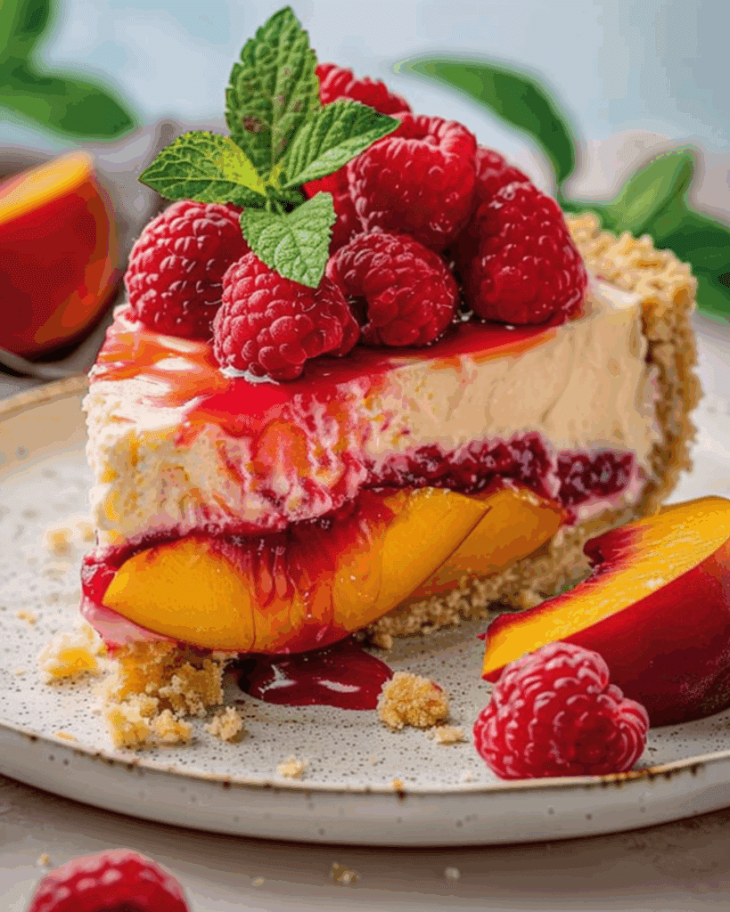 Raspberry Peach Cheesecake
