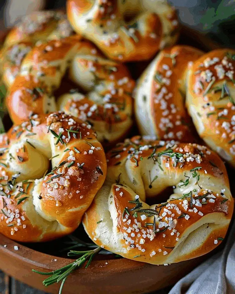 Soft Mozzarella Stuffed Pretzels with Fresh Rosemary