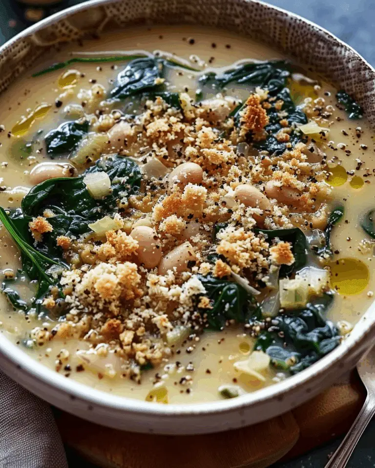 Creamy Cannellini Bean and Spinach Soup with Lemon-Garlic Breadcrumbs