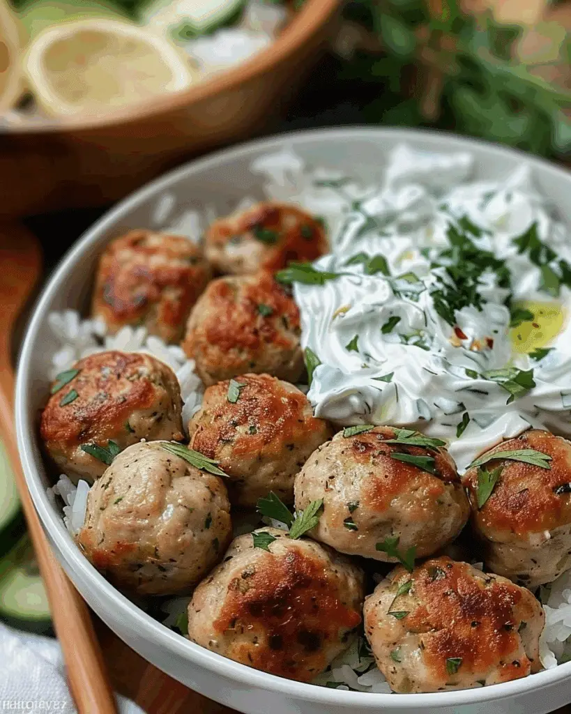 Greek Chicken Meatballs with Homemade Tzatziki Sauce