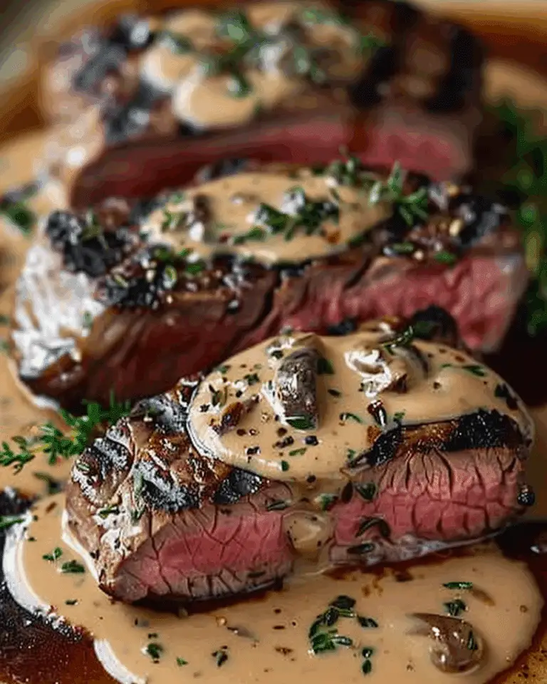 French Seared Steak with Cognac Cream Sauce