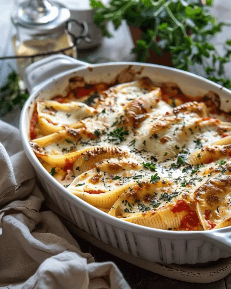 Beef and Ricotta Stuffed Shells in Creamy Sauce