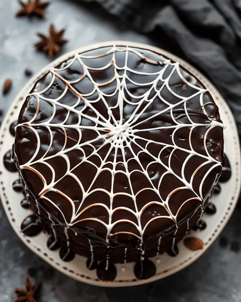 Spiderweb Chocolate Cake