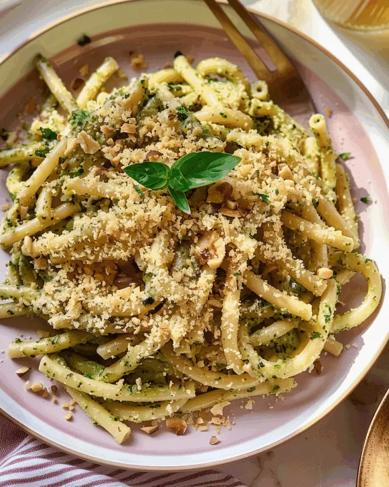 Walnut Pesto Pasta with Crunchy Garlic Breadcrumbs