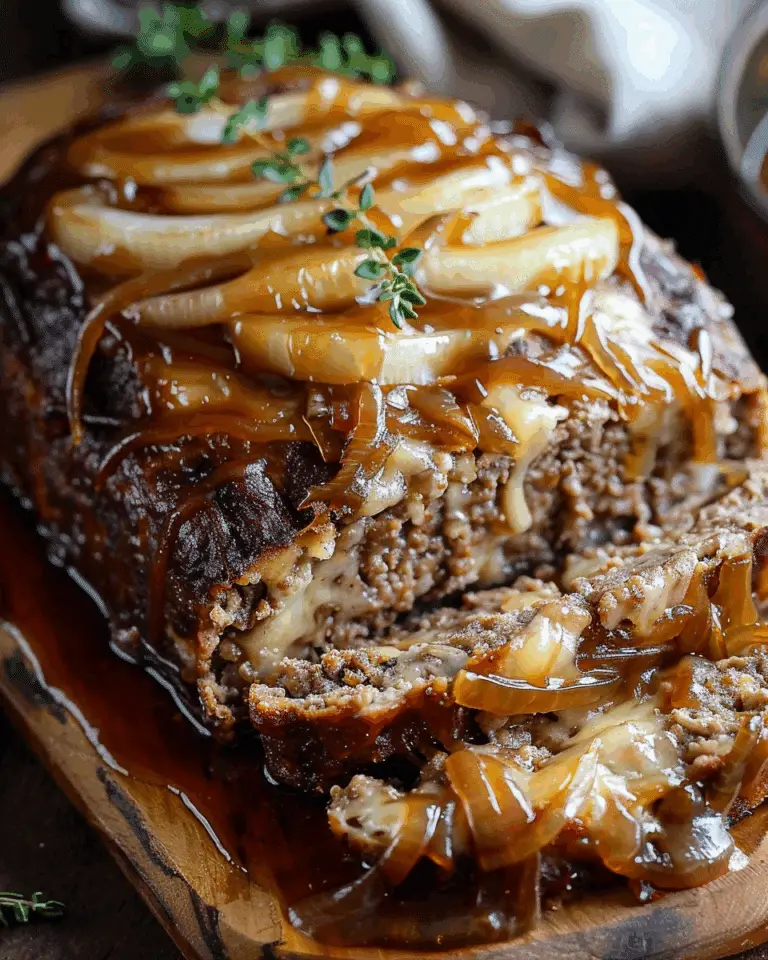 Swiss Cheese & Caramelized Onion Crockpot Meatloaf