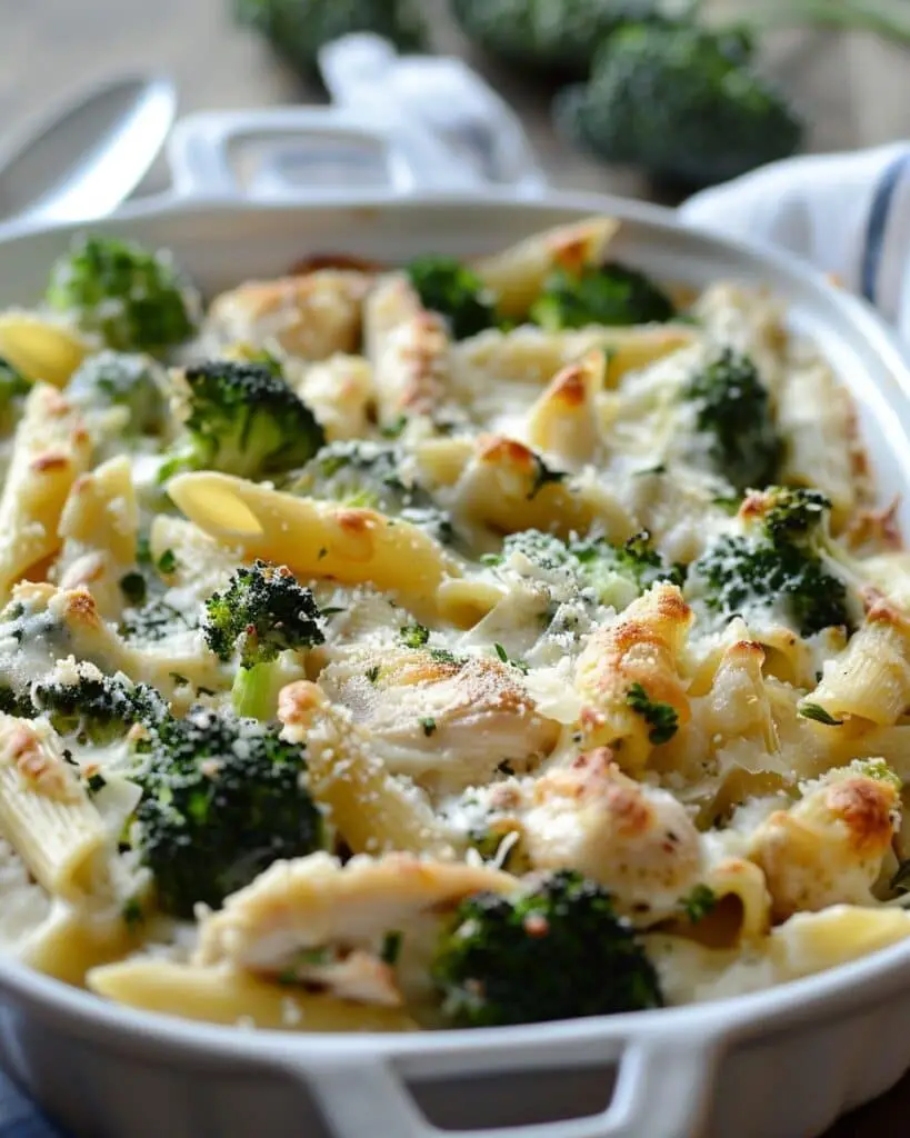 Cheesy Baked Chicken and Broccoli Alfredo Pasta
